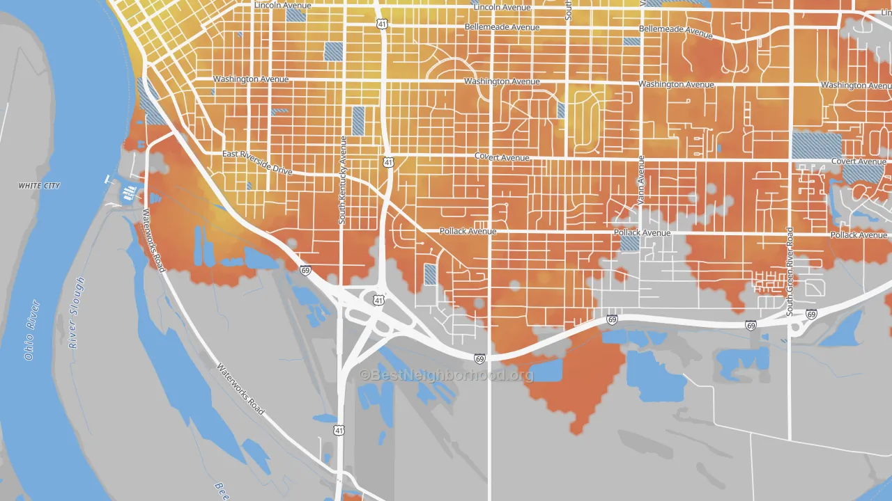 Bike Grade map of A.C.T., Evansville, IN