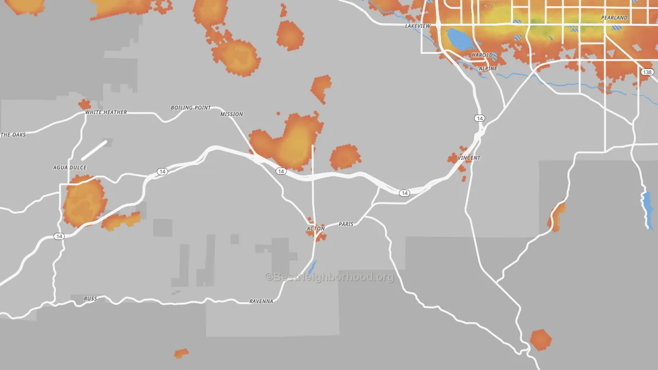 Bike Grade map of Acton, CA