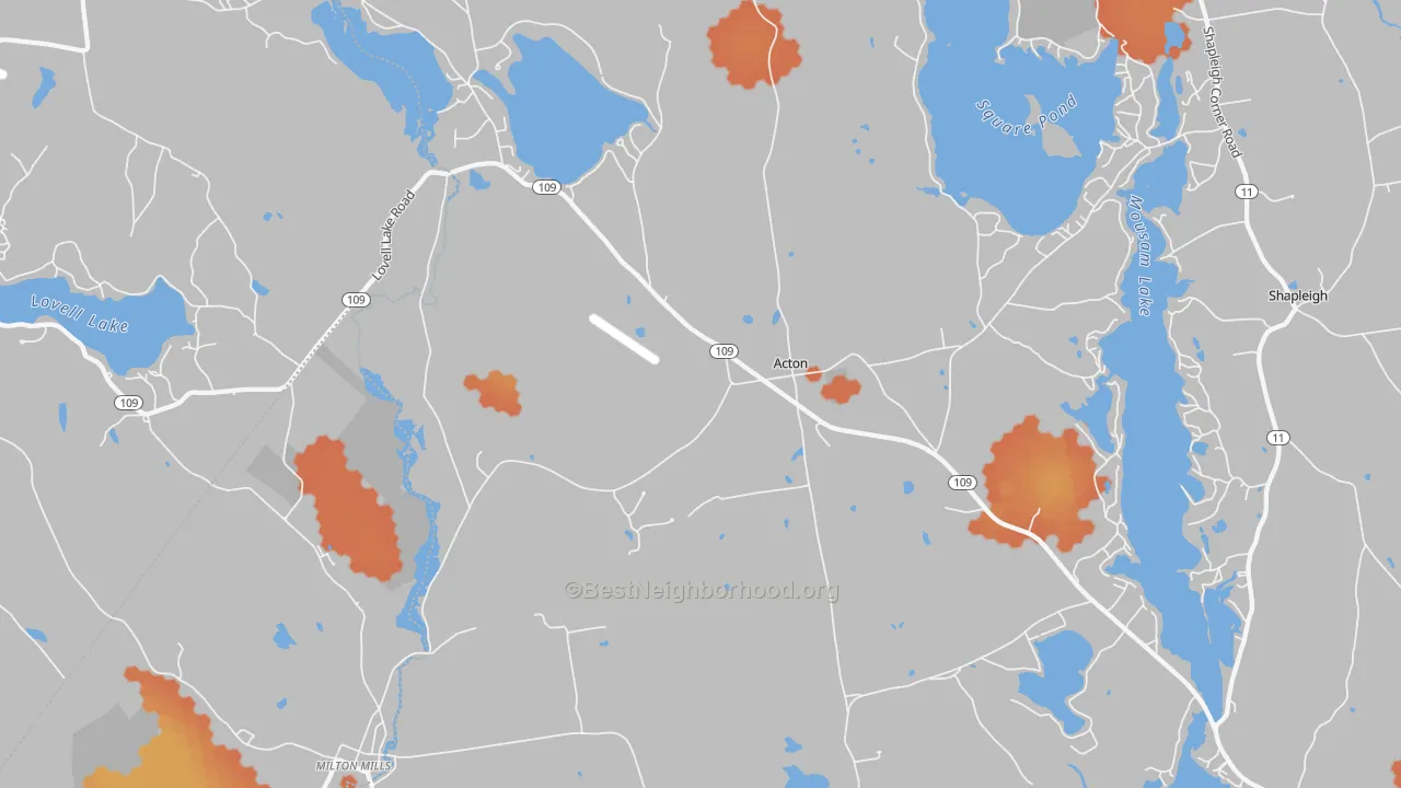 Bike Grade map of Acton, ME