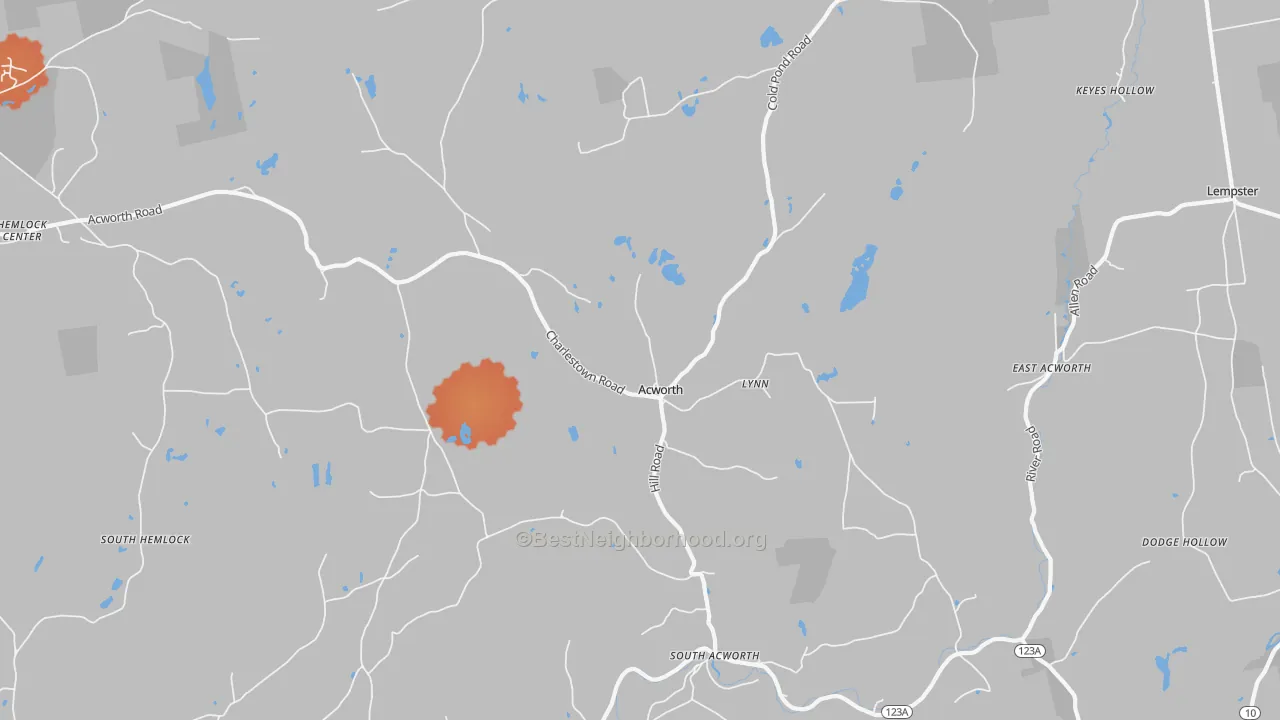 Bike Grade map of Acworth, NH