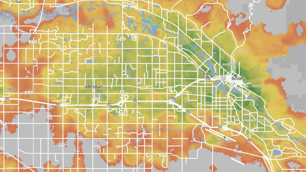 Bike Grade map of Ada County, ID