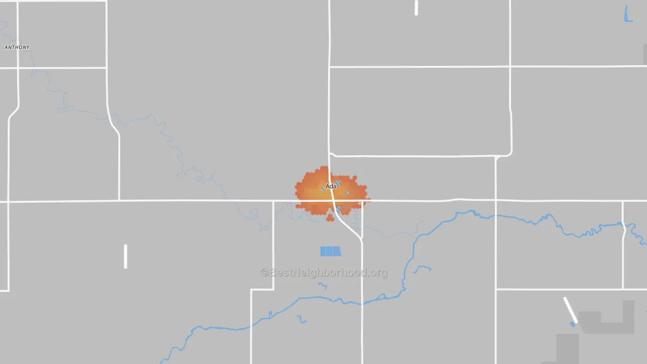 Bike Grade map of Ada, MN
