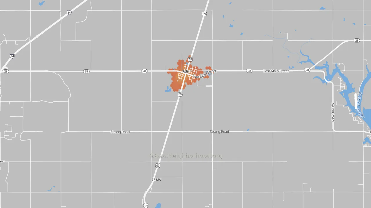 Bike Grade map of Adair, OK