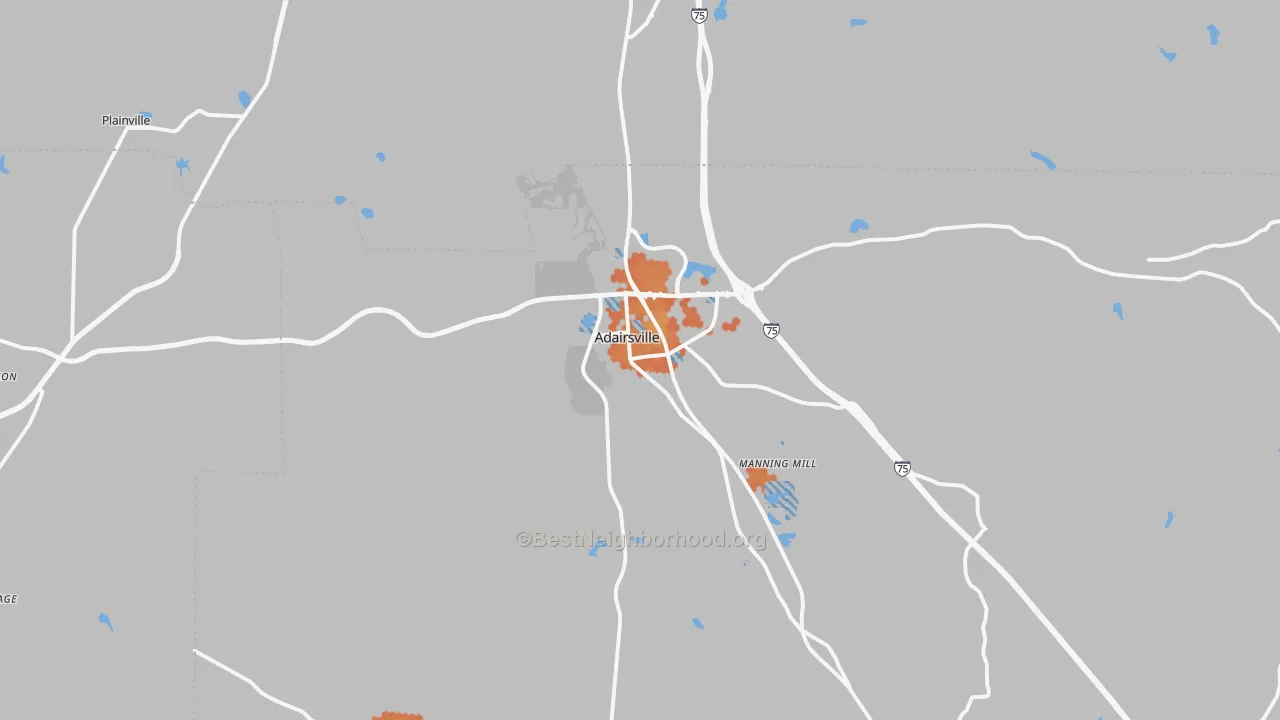 Bike Grade map of Adairsville, GA