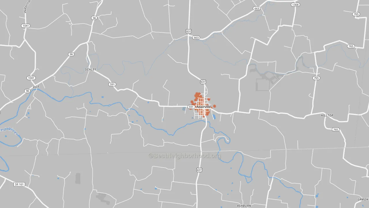 Bike Grade map of Adairville, KY