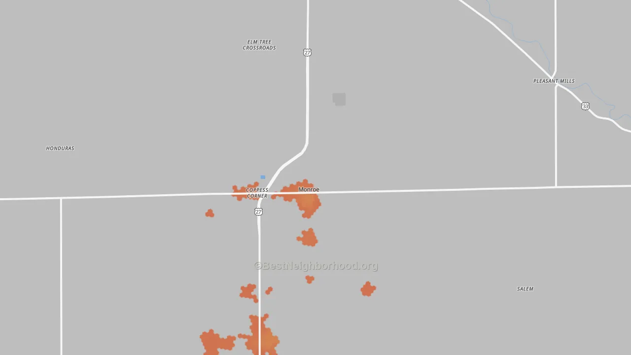 Bike Grade map of Adams County, IN
