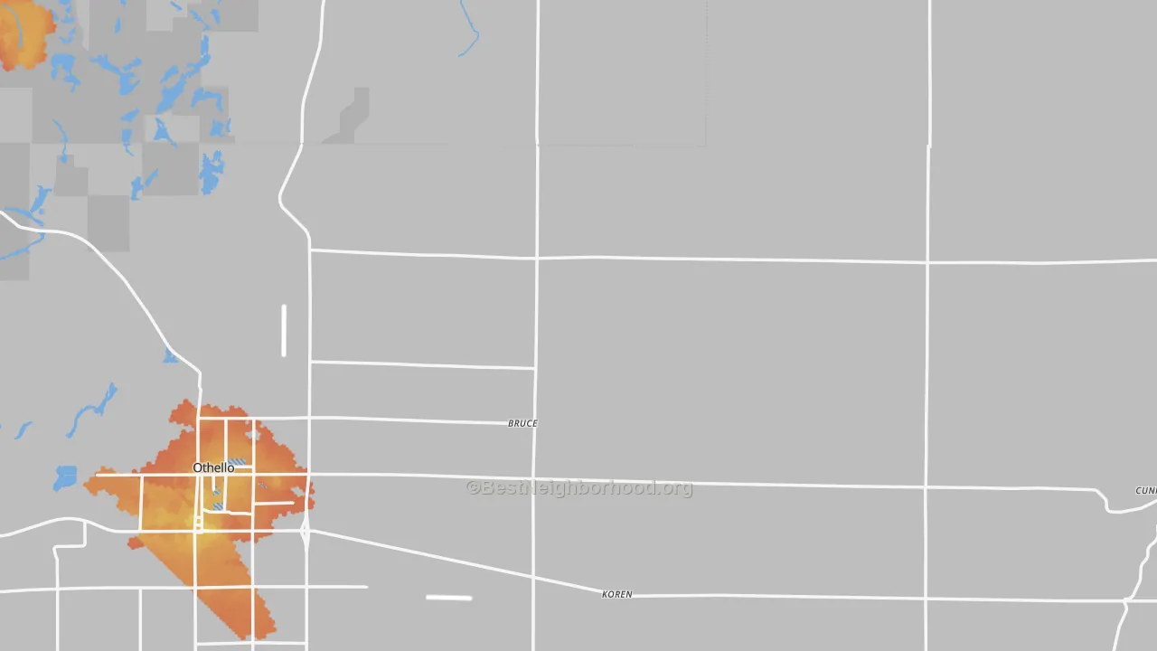 Bike Grade map of Adams County, WA