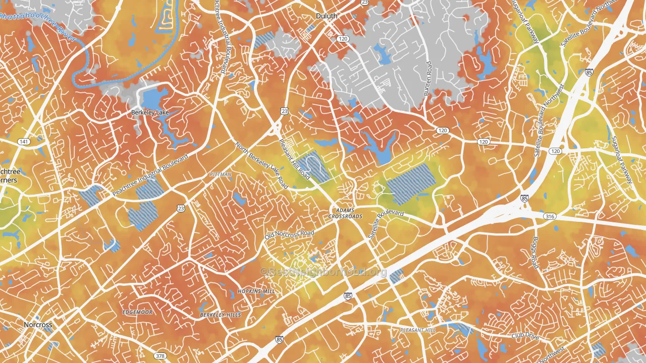 Bike Grade map of Adams Crossroads, Duluth, GA