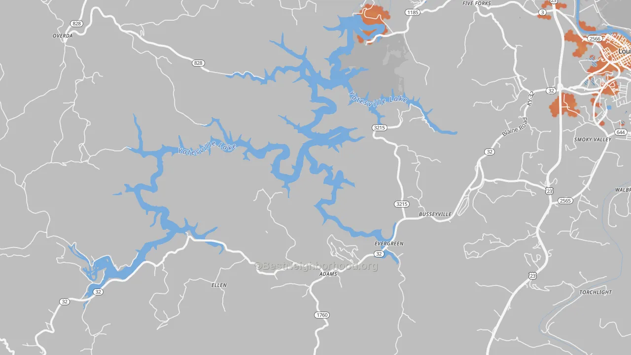 Bike Grade map of Adams, KY