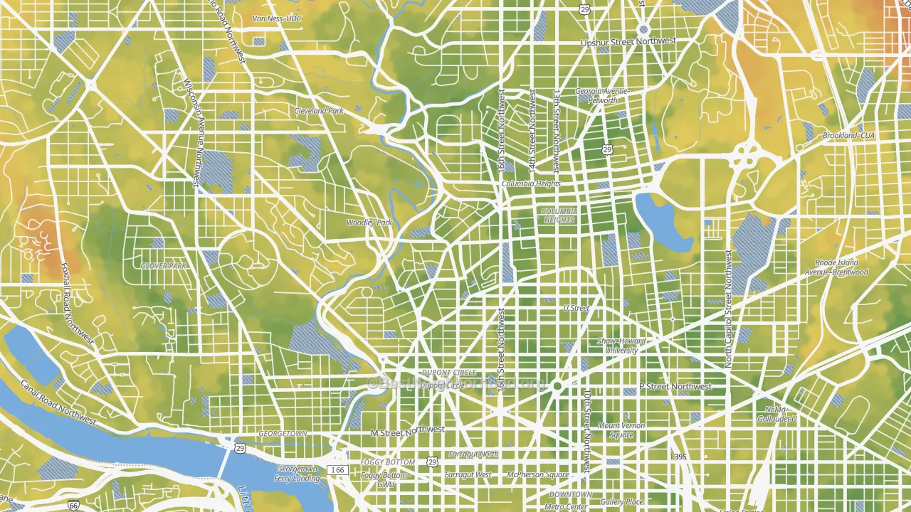 Bike Grade map of Adams Morgan, Washington, DC