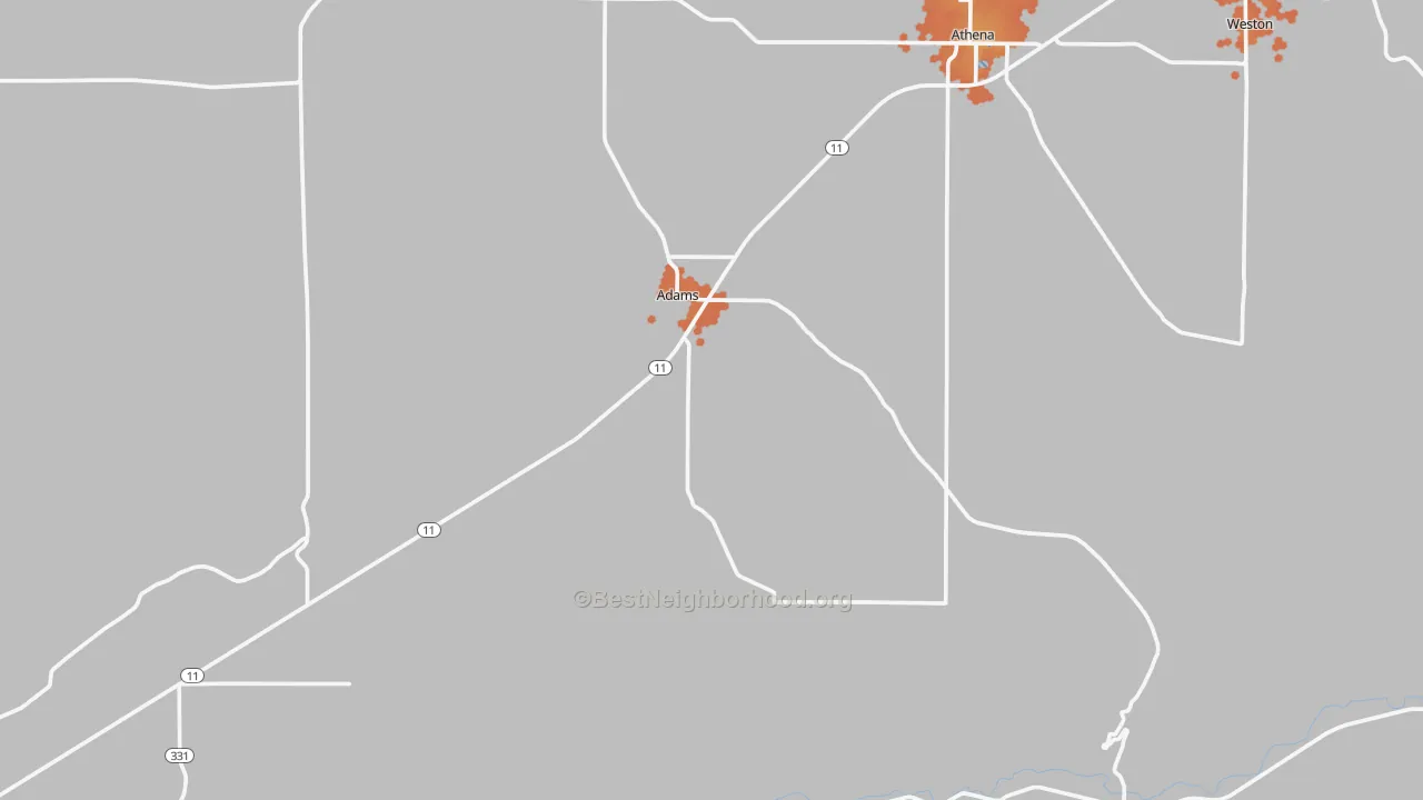 Bike Grade map of Adams, OR