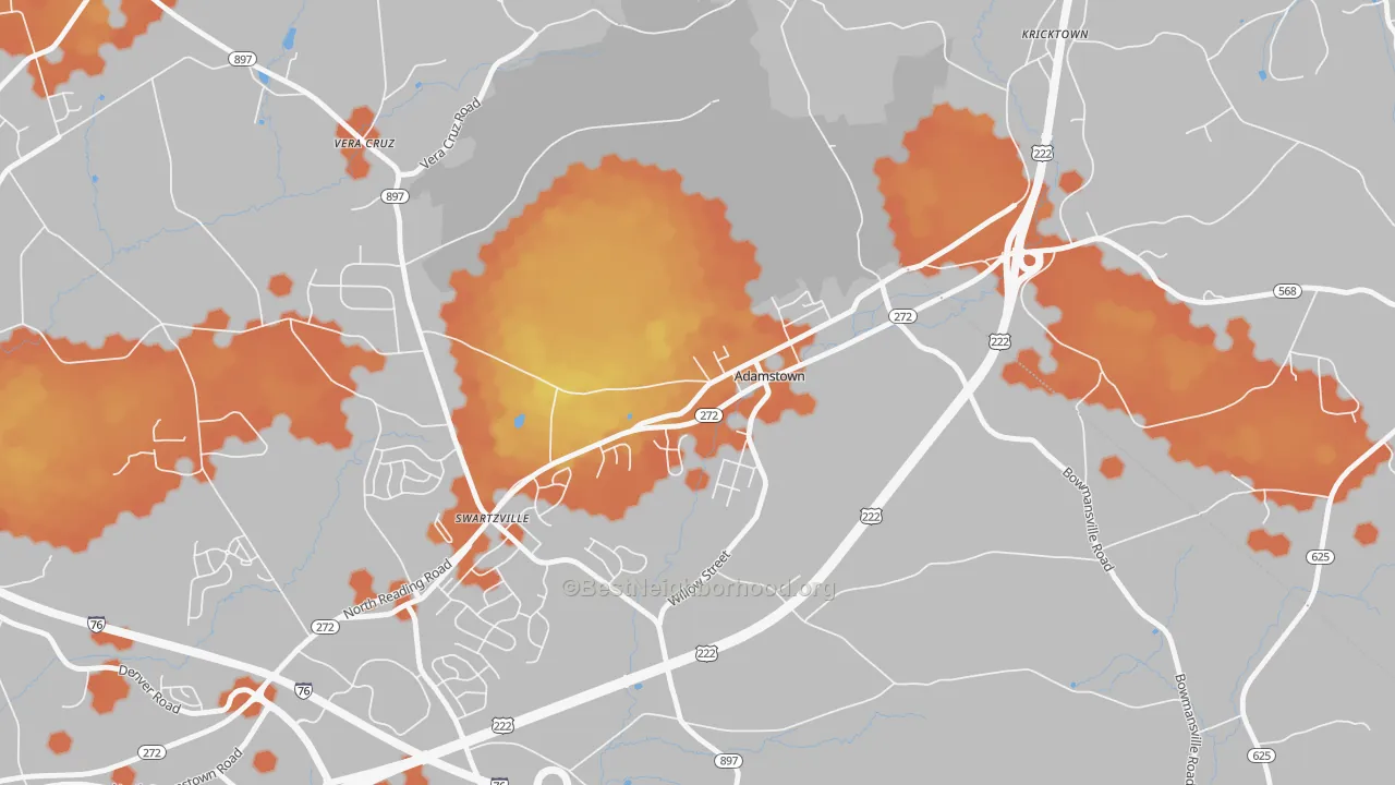 Bike Grade map of Adamstown, PA