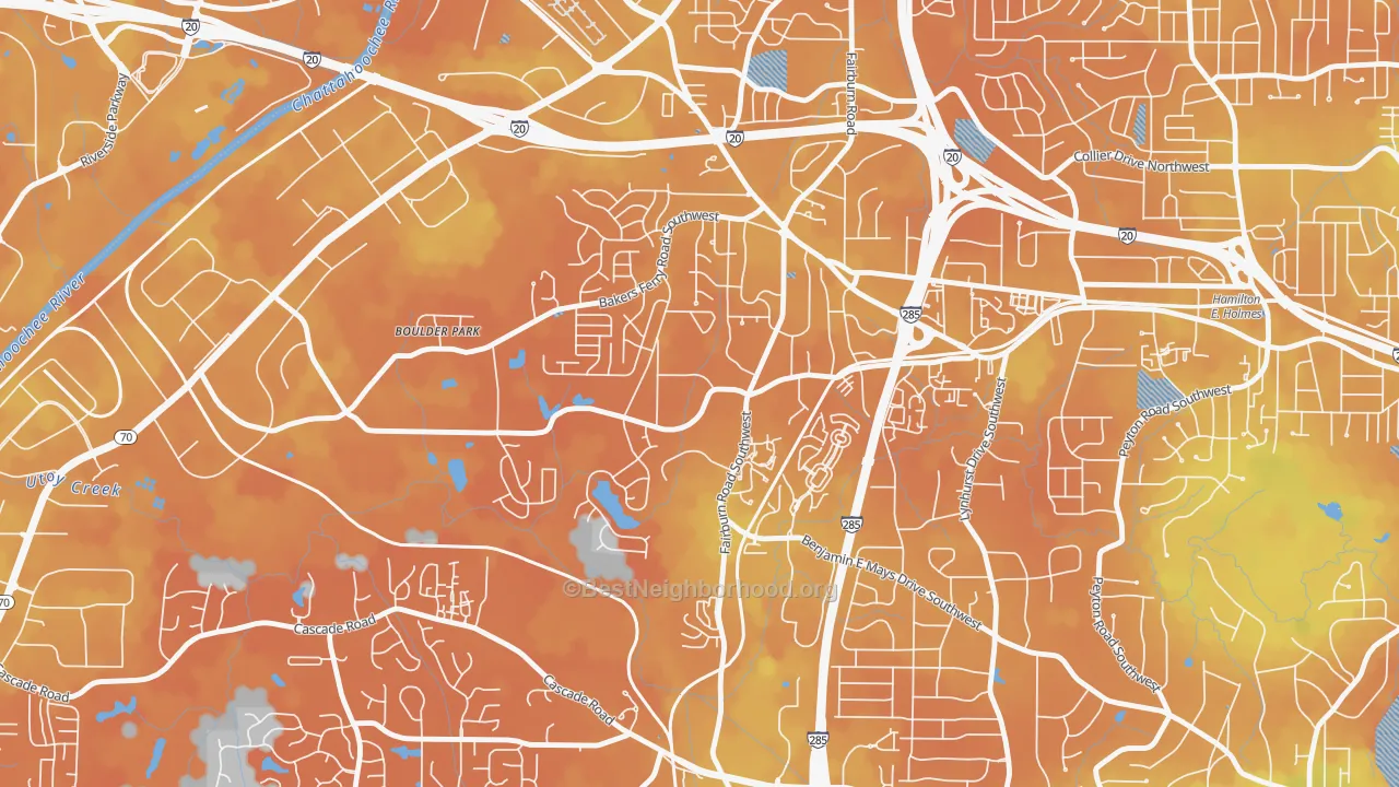 Bike Grade map of Adamsville, Atlanta, GA