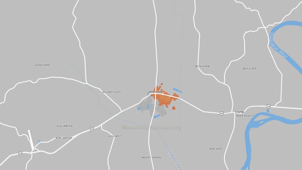 Bike Grade map of Adamsville, TN