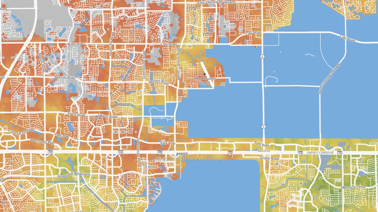 Bike Grade map of Addicks-Park ten, Houston, TX