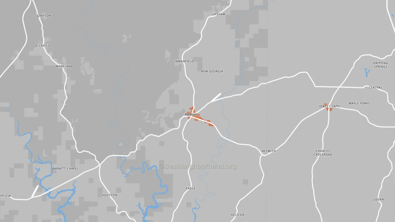 Bike Grade map of Addison, AL