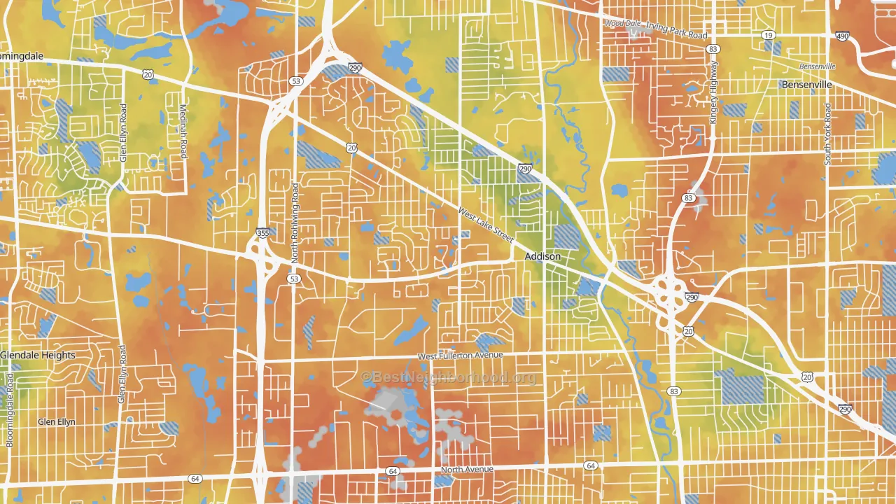 Bike Grade map of Addison, IL