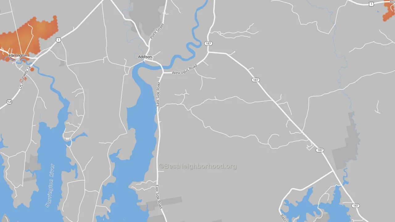 Bike Grade map of Addison, ME