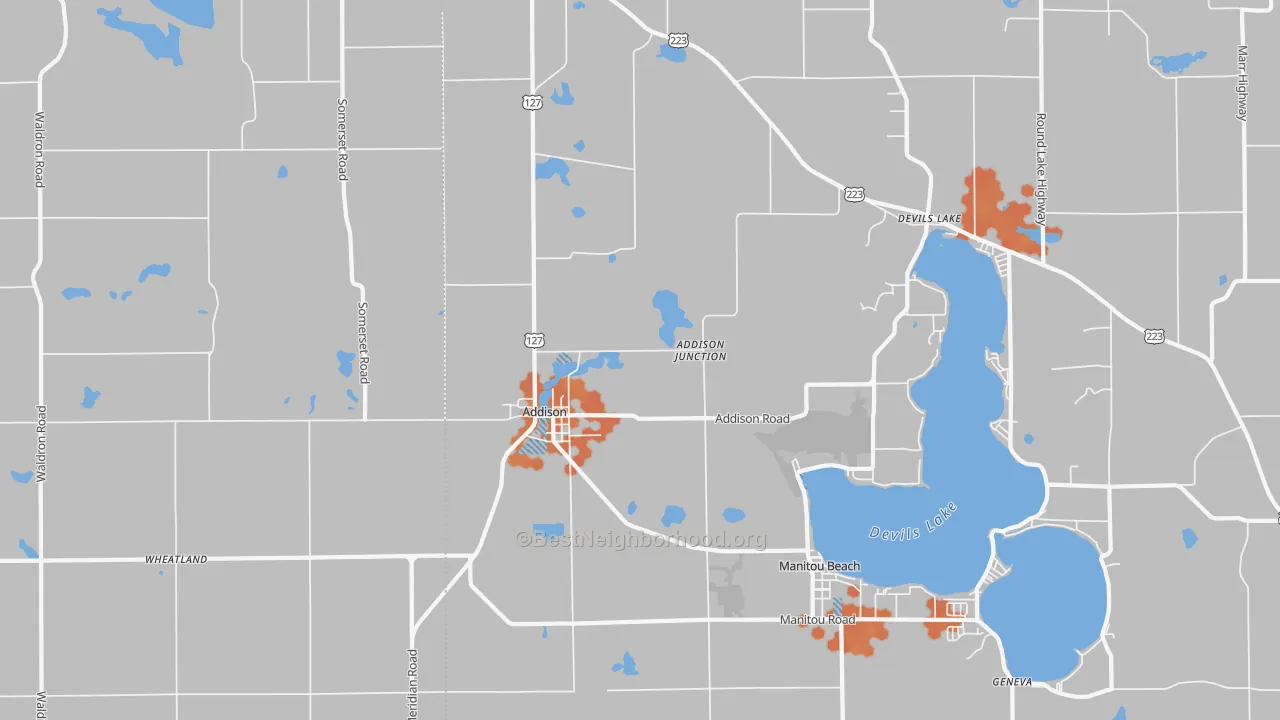 Bike Grade map of Addison, MI