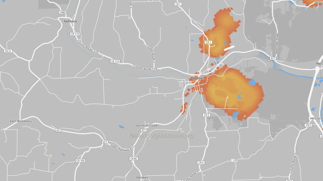 Bike Grade map of Addison, NY