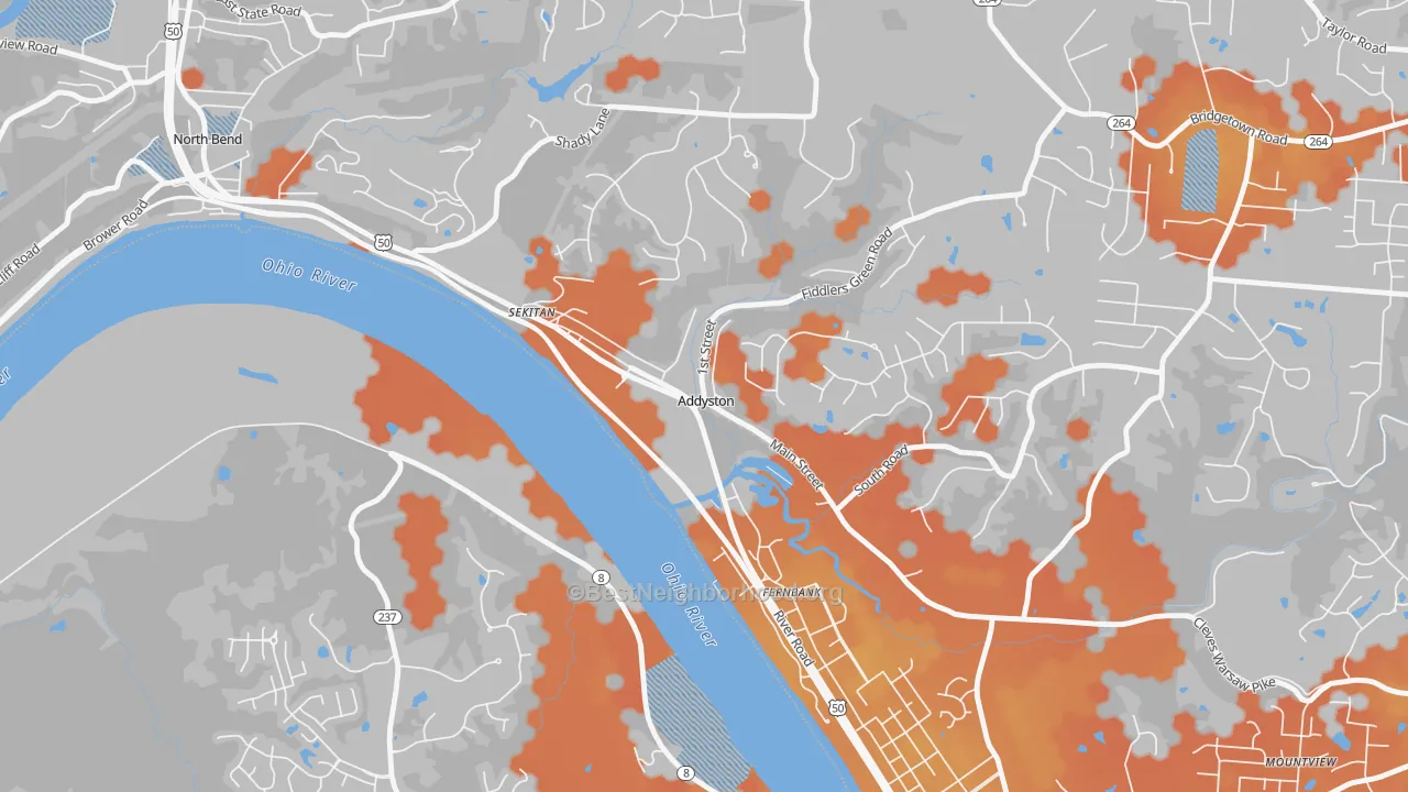 Bike Grade map of Addyston, OH