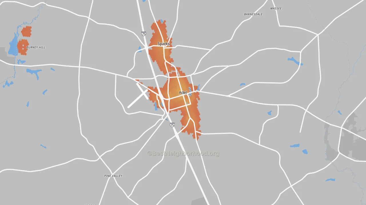 Bike Grade map of Adel, GA