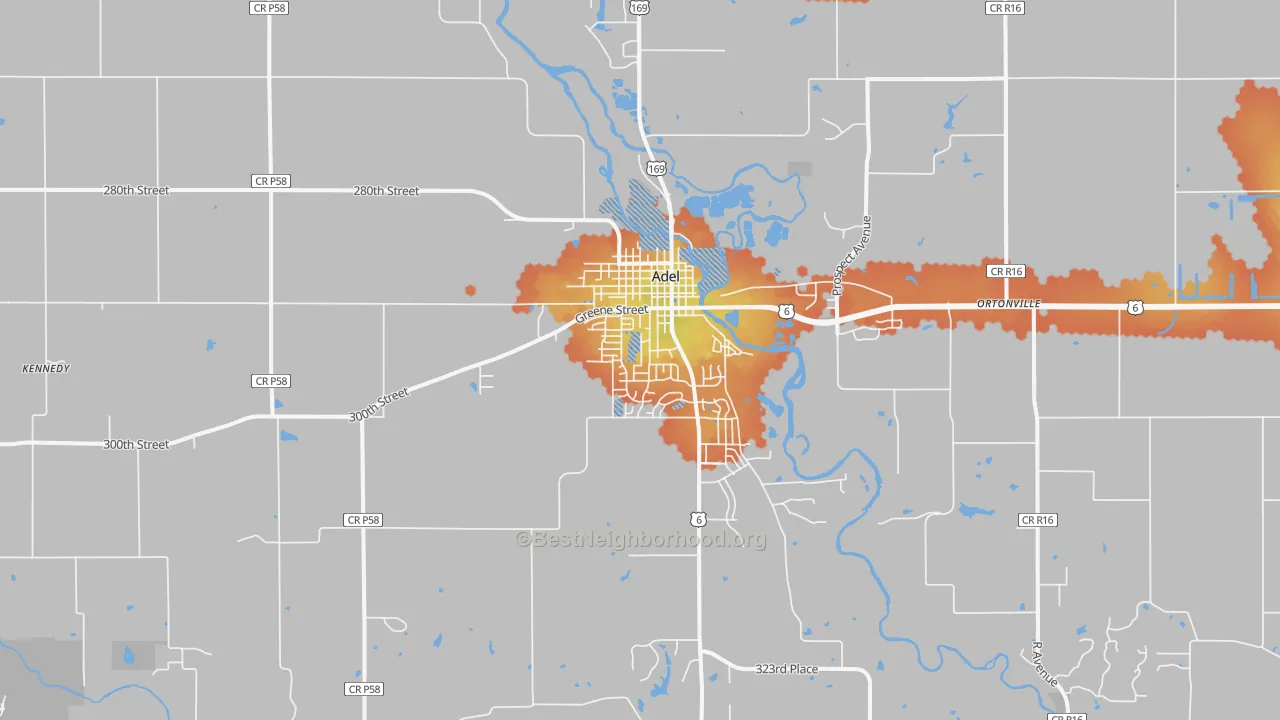 Bike Grade map of Adel, IA