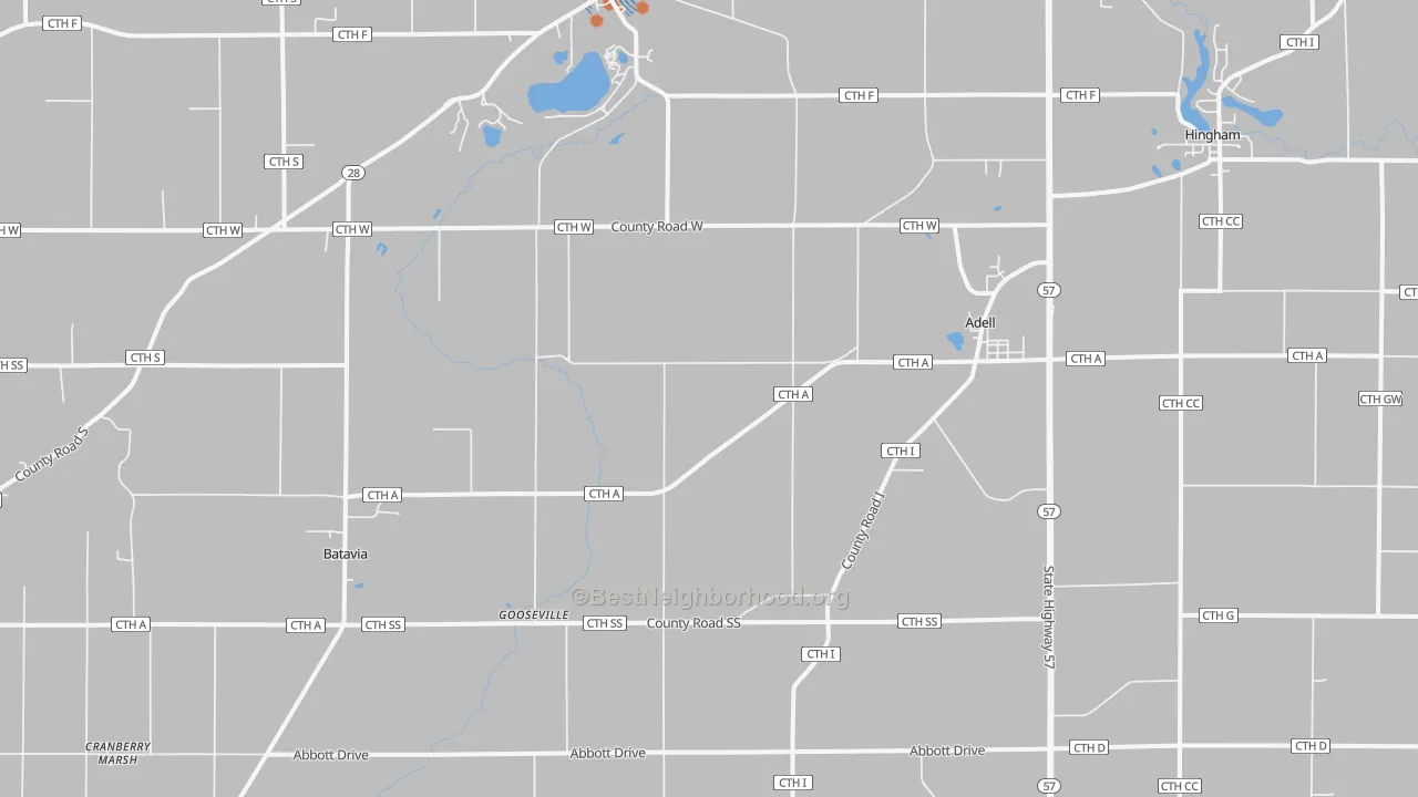 Bike Grade map of Adell, WI