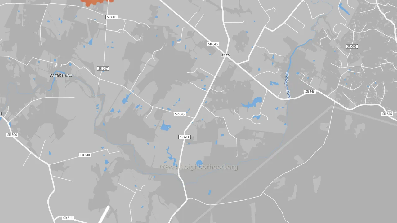 Bike Grade map of Aden, VA