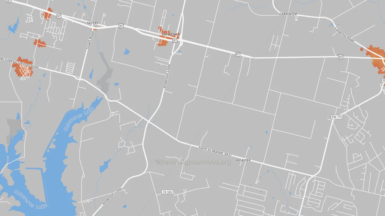 Bike Grade map of Adkins, TX