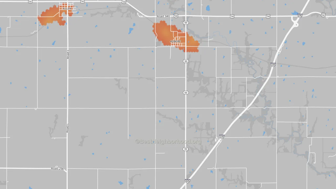Bike Grade map of Admire, KS