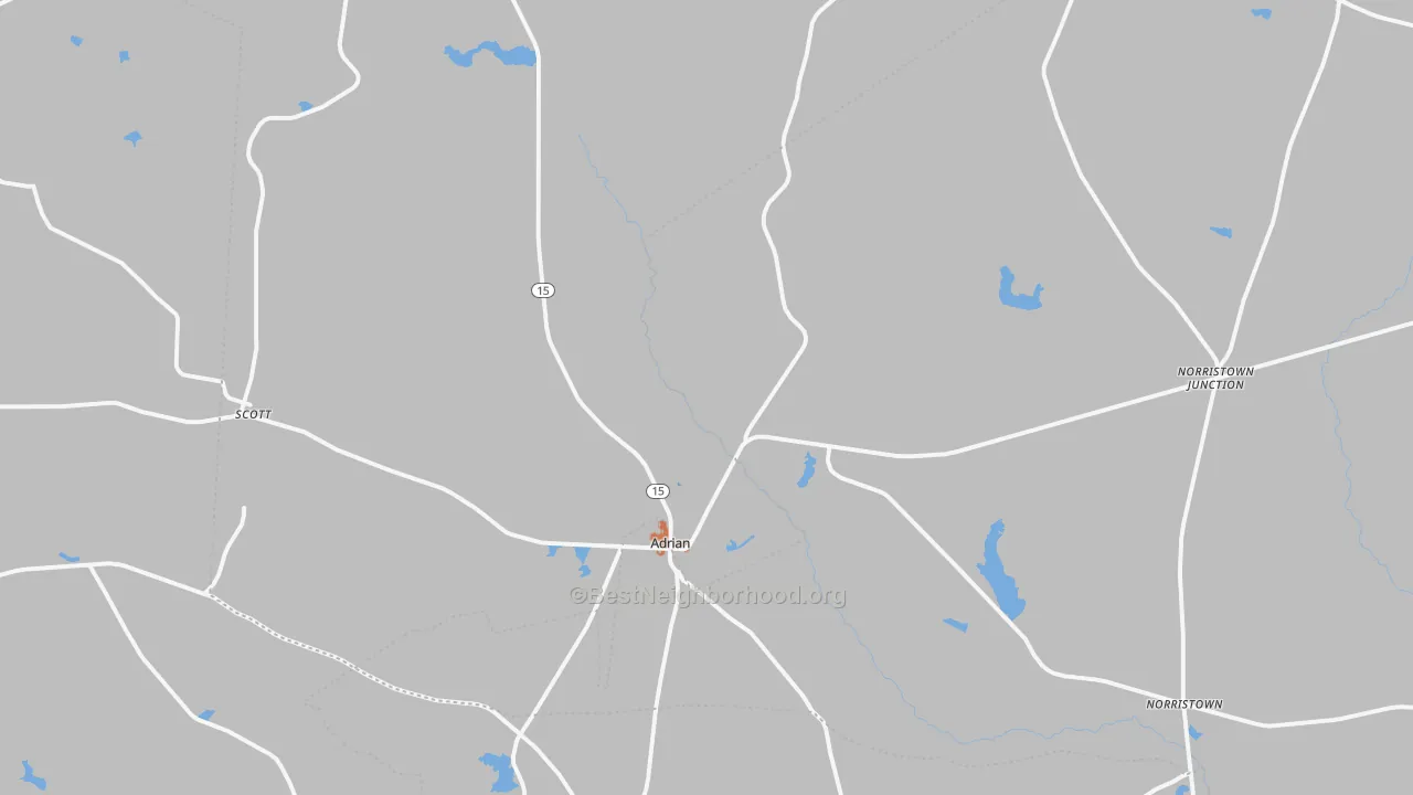 Bike Grade map of Adrian, GA