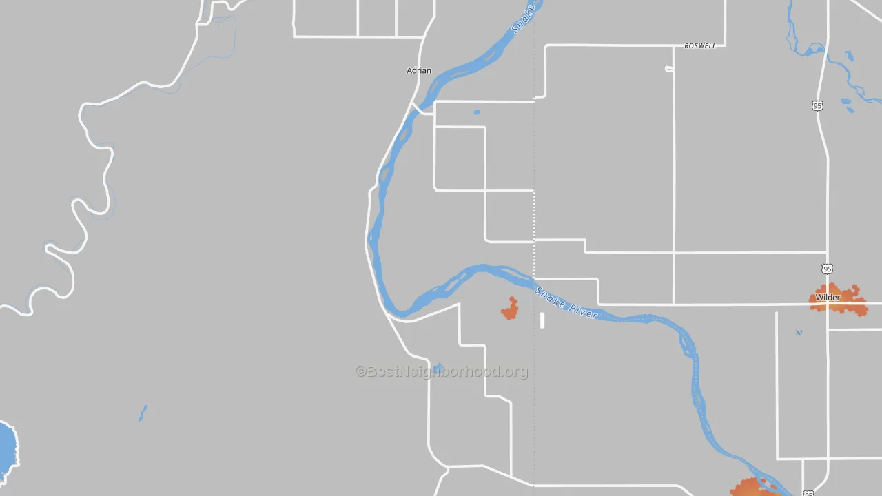 Bike Grade map of Adrian, OR