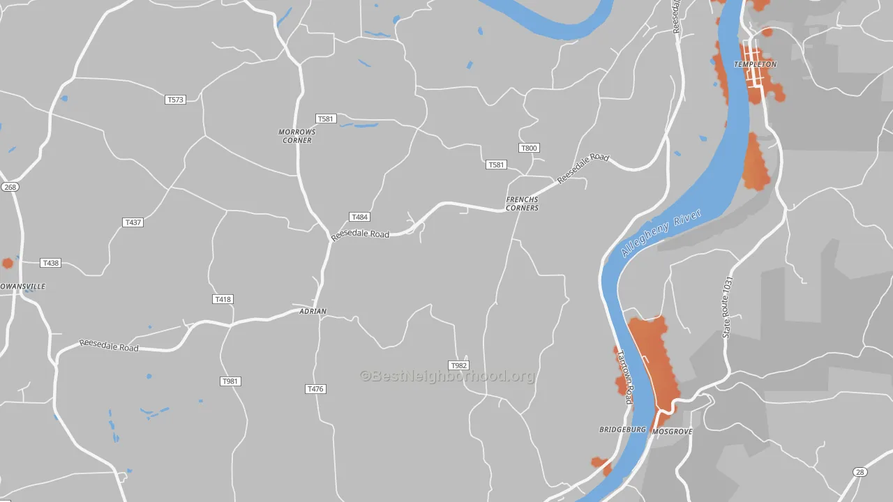 Bike Grade map of Adrian, PA