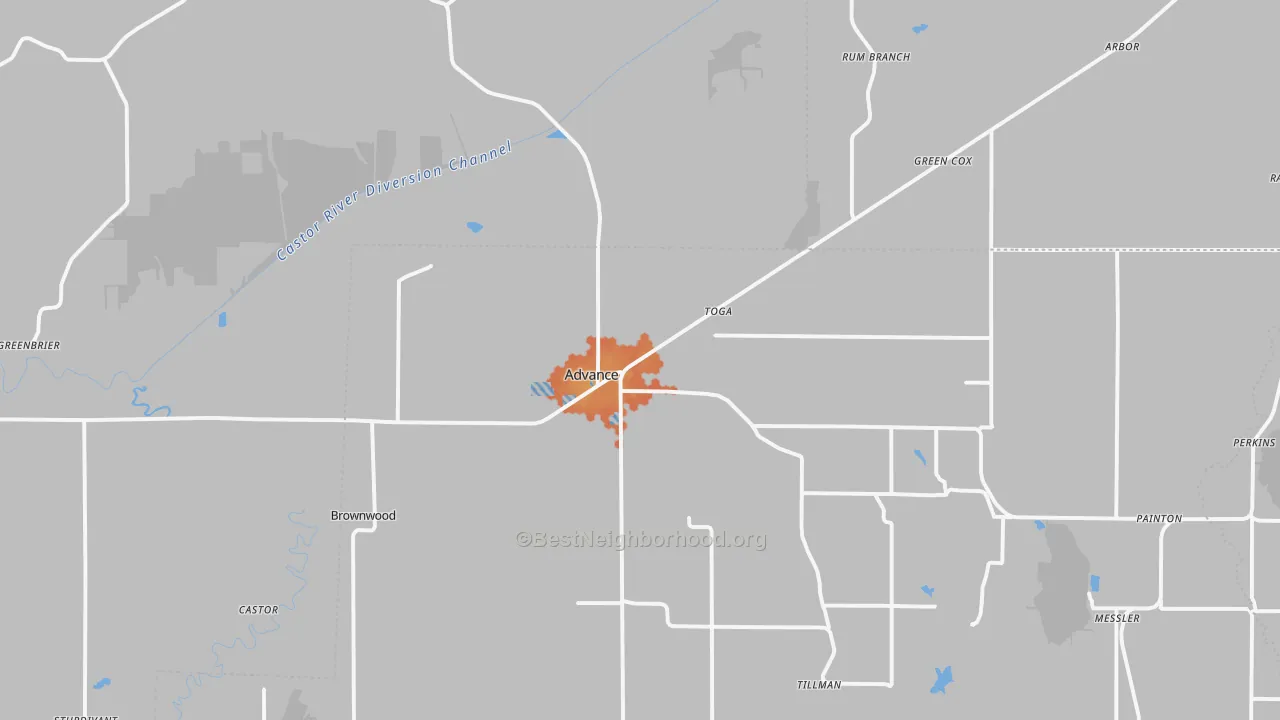 Bike Grade map of Advance, MO