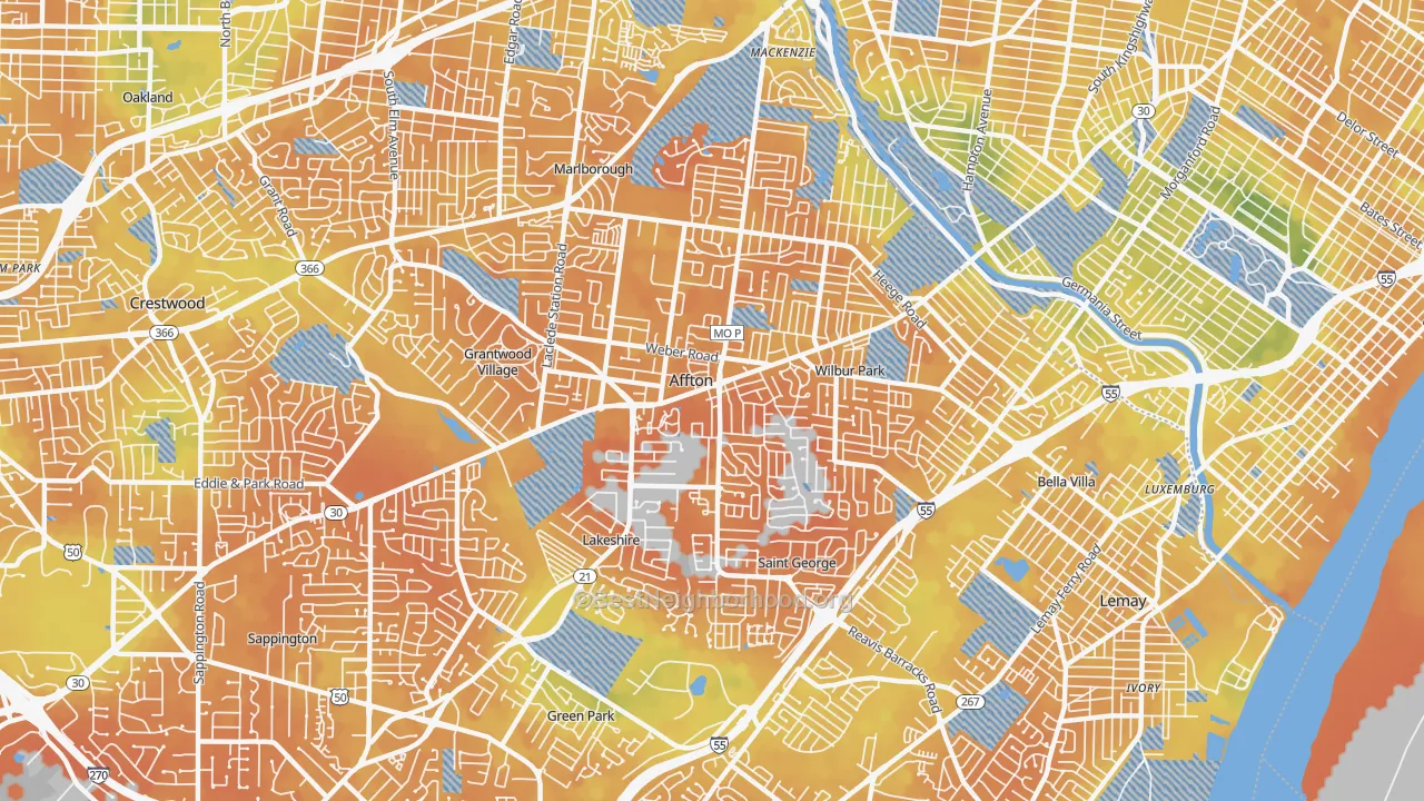 Bike Grade map of Affton, MO