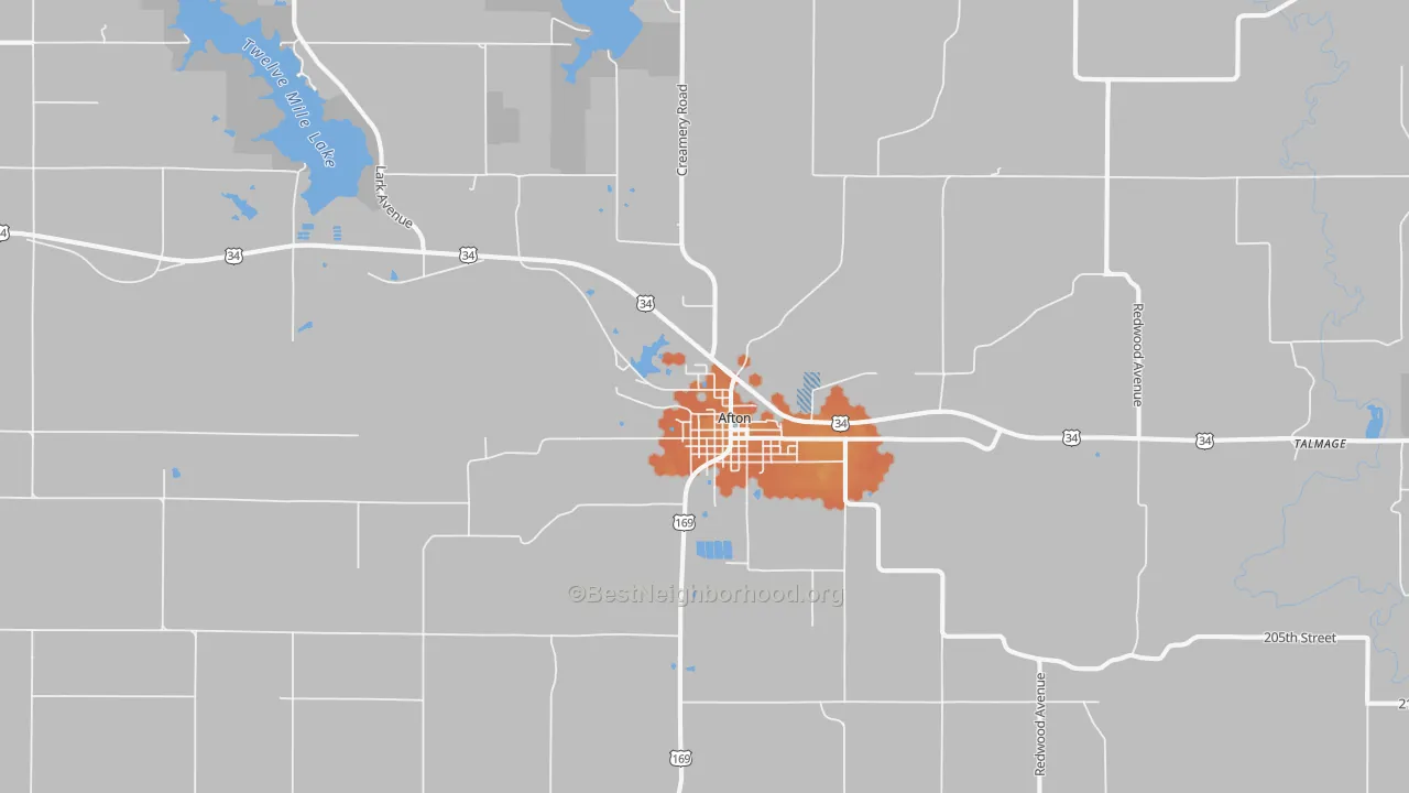 Bike Grade map of Afton, IA