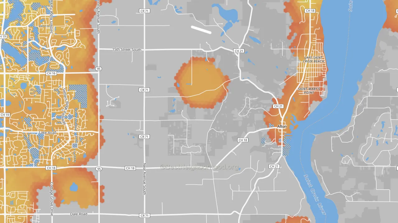Bike Grade map of Afton, MN