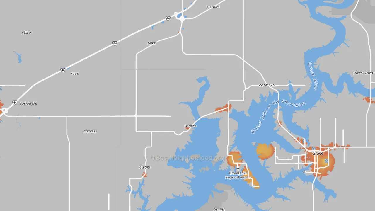 Bike Grade map of Afton, OK