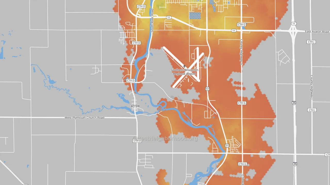 Bike Grade map of Afton, WI