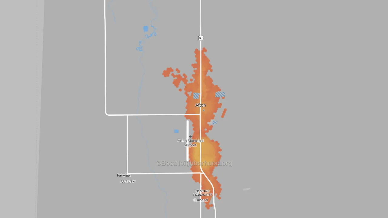 Bike Grade map of Afton, WY