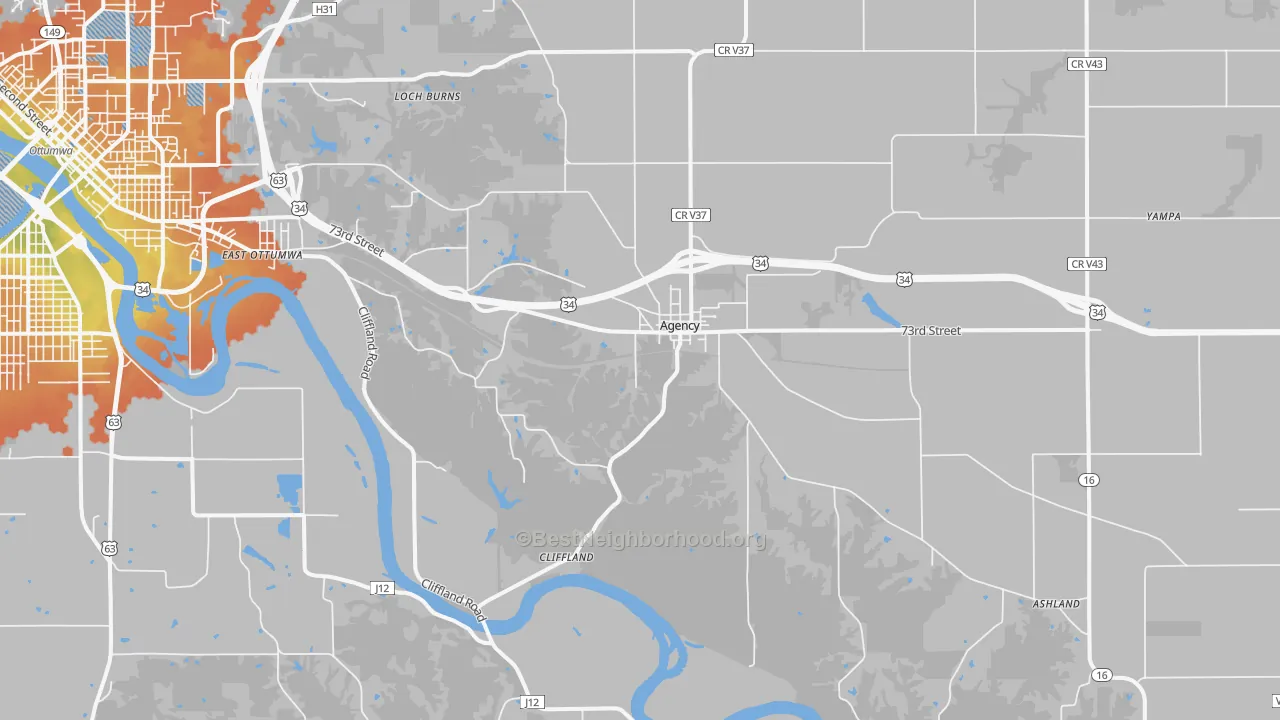 Bike Grade map of Agency, IA