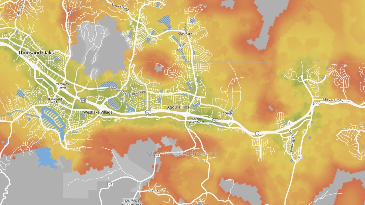 Bike Grade map of Agoura Hills, CA
