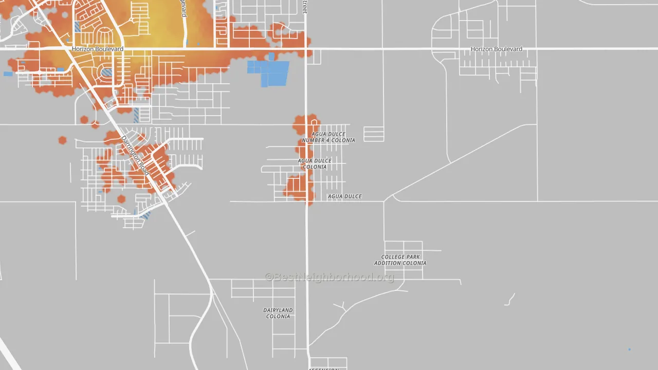Bike Grade map of Agua Dulce, El Paso, TX