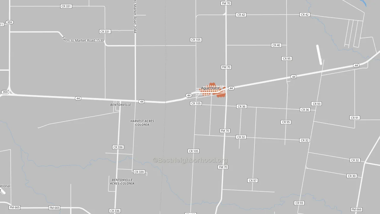 Bike Grade map of Agua Dulce, TX