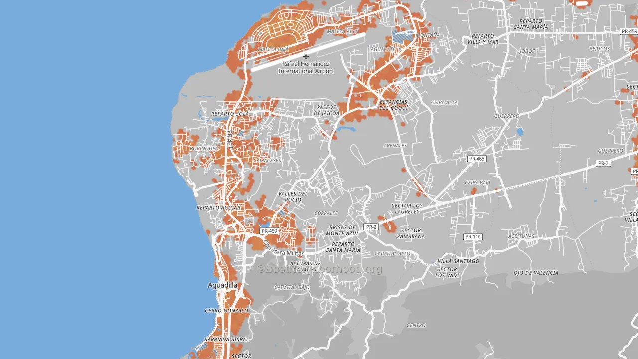 Bike Grade map of Aguadilla Municipio, PR