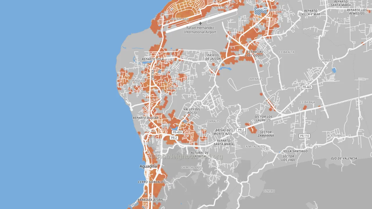 Bike Grade map of Aguadilla, PR