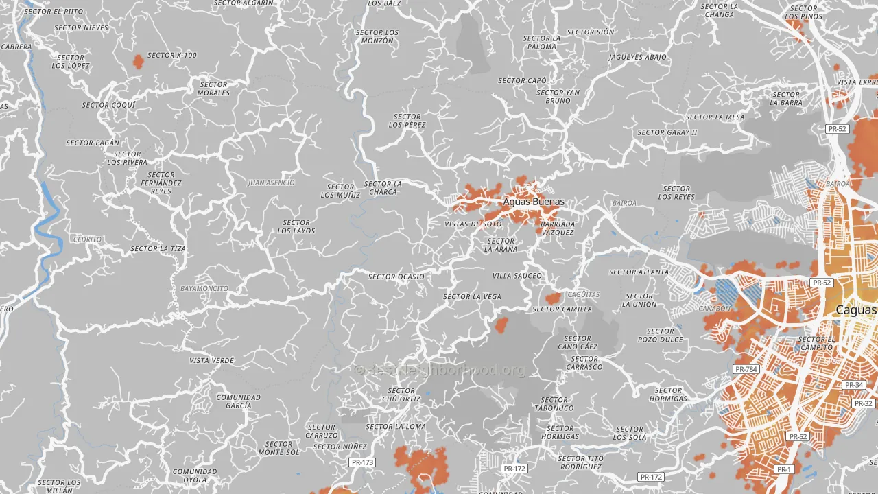 Bike Grade map of Aguas Buenas Municipio, PR