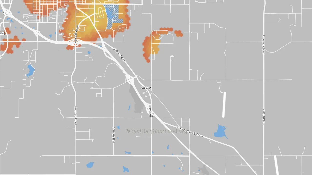 Bike Grade map of Ahloso, OK