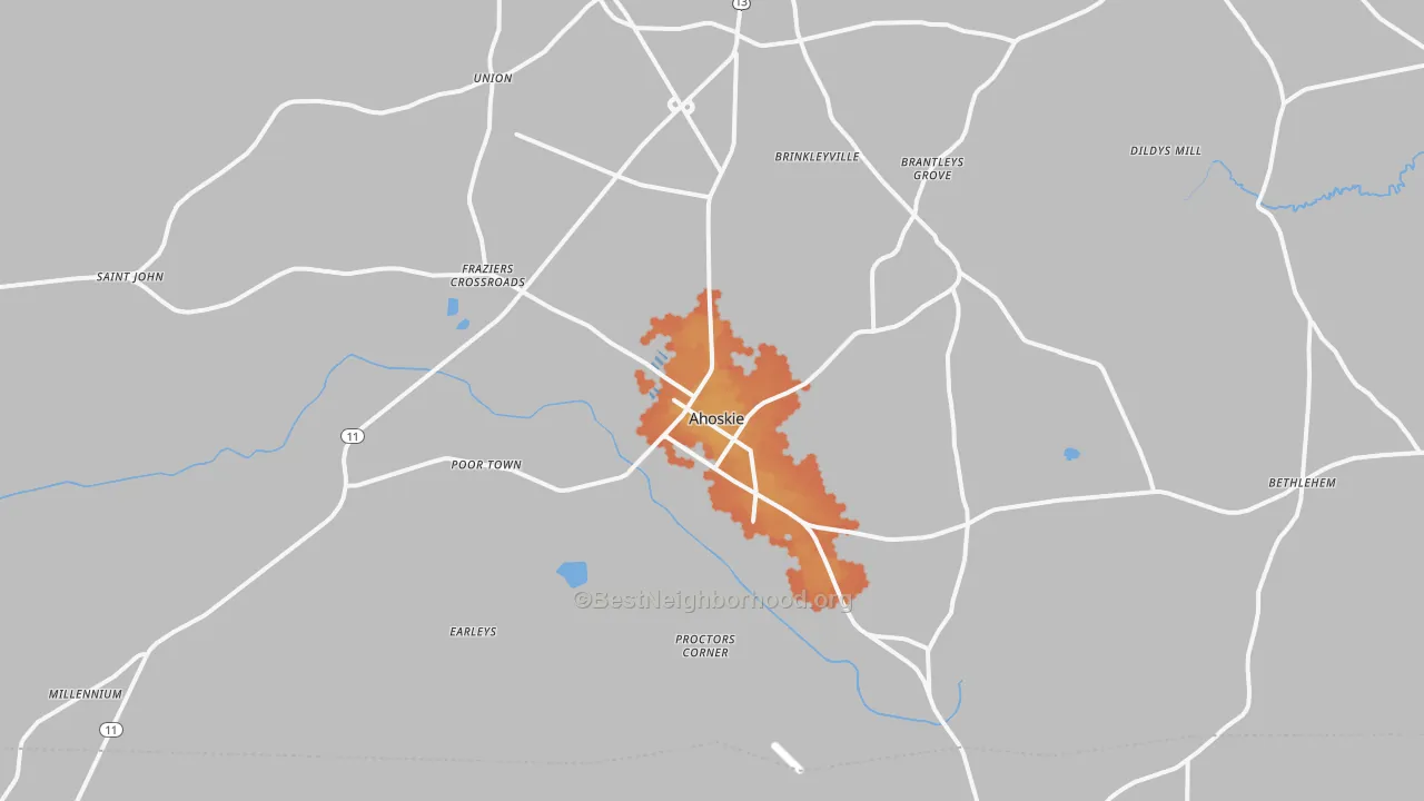 Bike Grade map of Ahoskie, NC